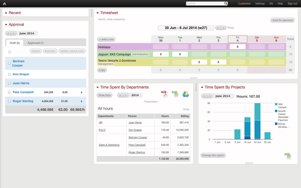 Beebole Employee Timesheet Software Preview