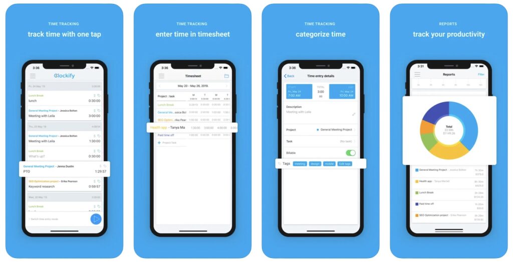 Clockify iPhone App Preview