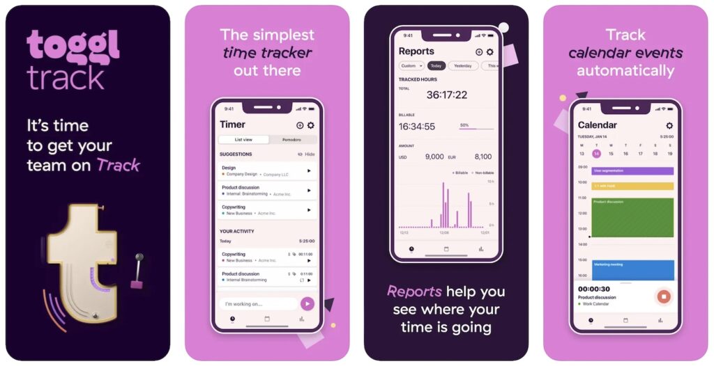 Toggl Track iPhone App Preview