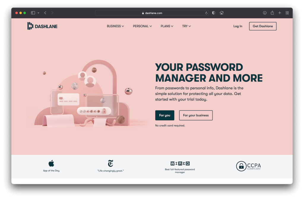 Dashlane Website Screenshot