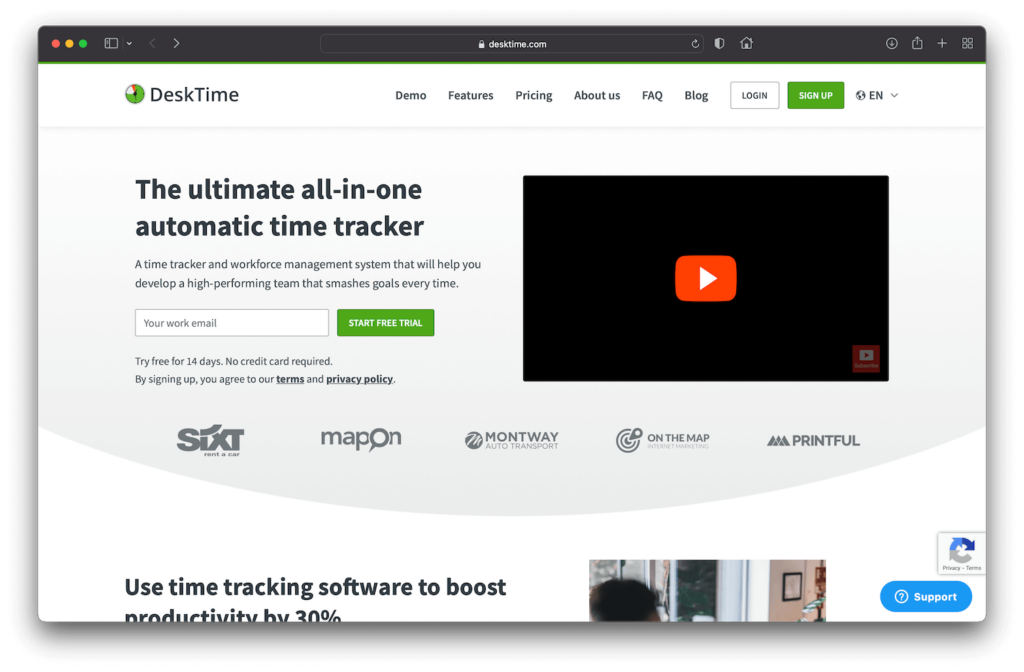 DeskTime Time Tracker Website Screenshot