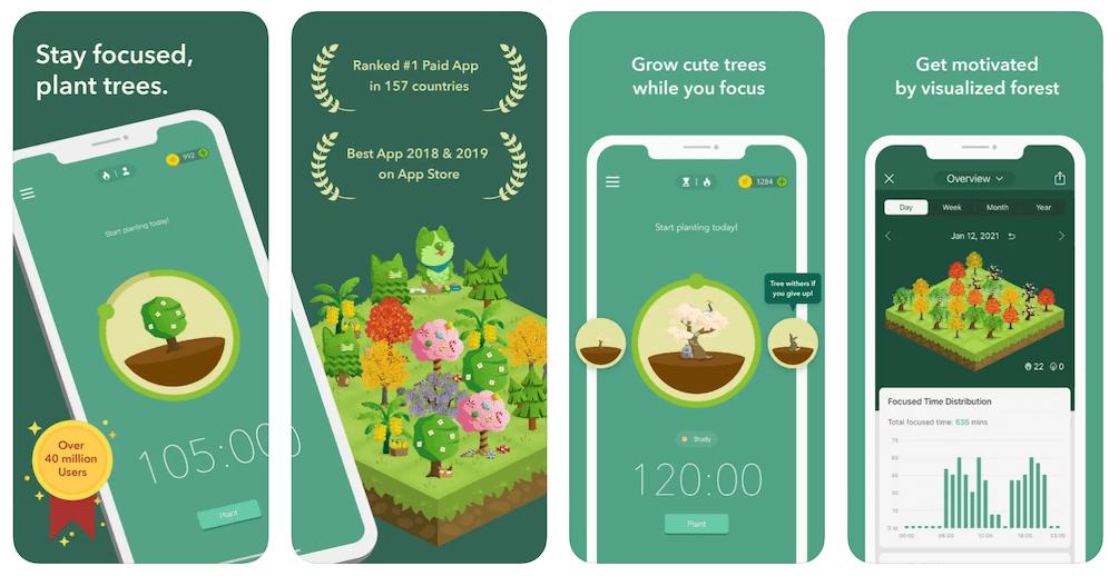 Forest Stay Focused Application Screenshots
