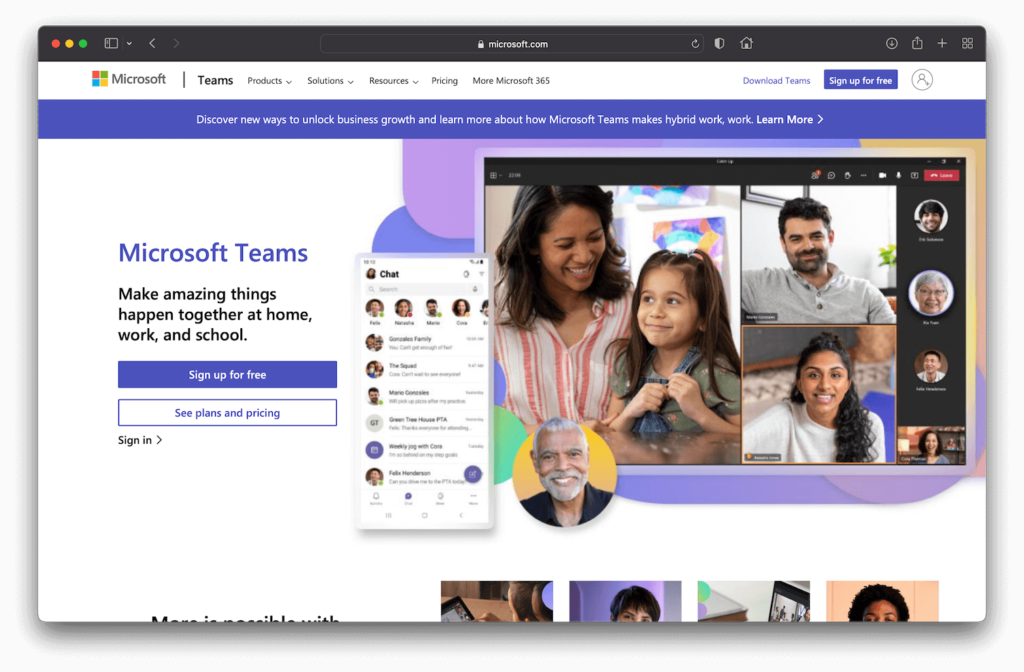 Microsoft Teams Website Screenshot
