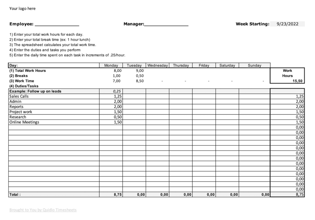 Task tracking Excel spreadsheet template preview