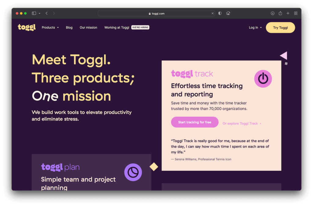 Toggl Track Employee Timesheet Software Preview