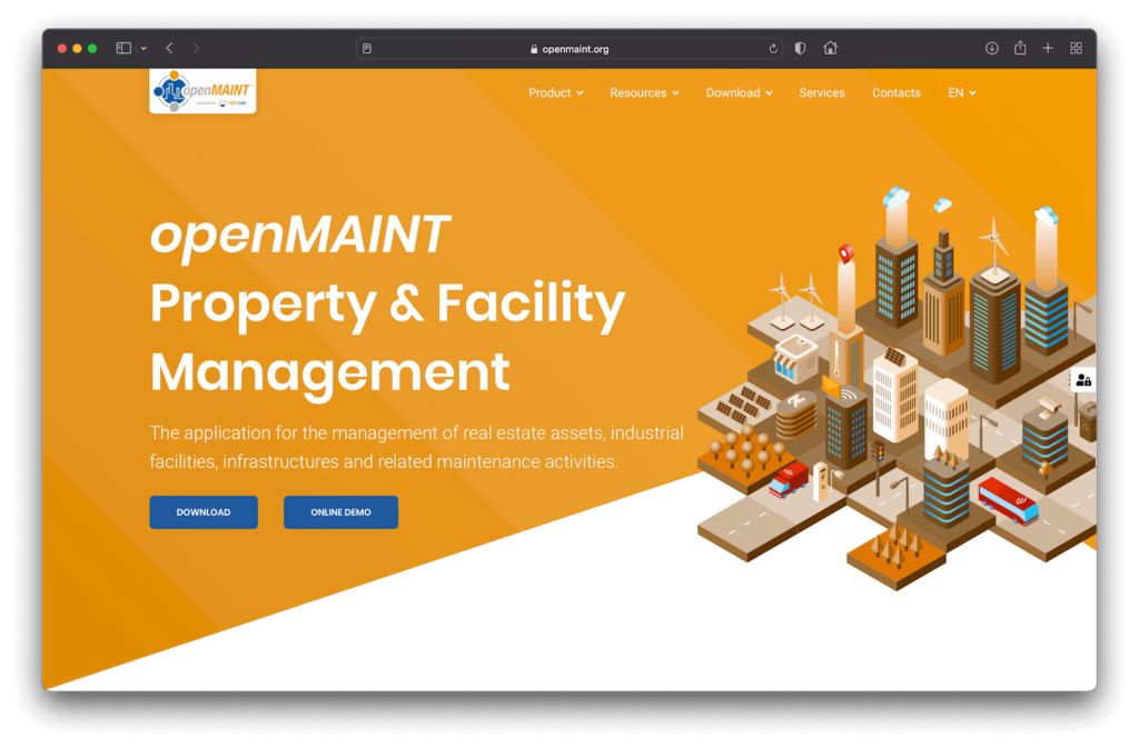 OpenMaint Open Source Asset Tracking Software Website Screenshot