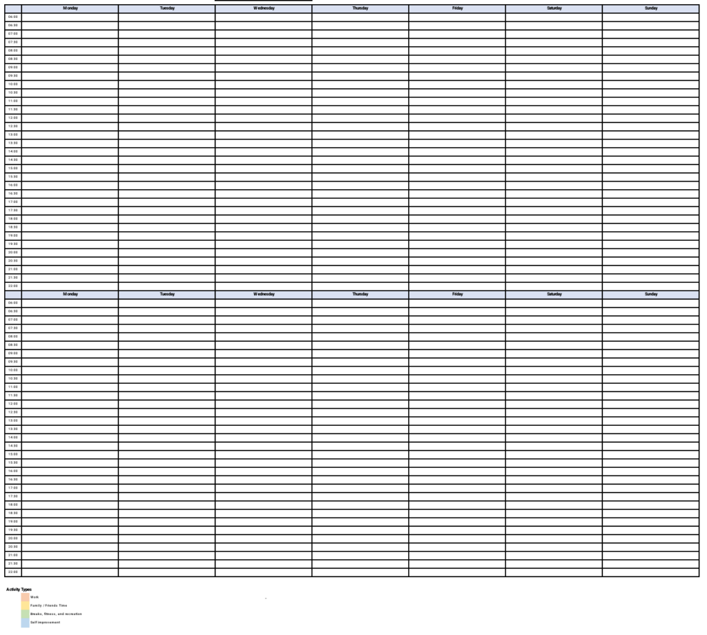 Bi-weekly Time Mapping Template Preview