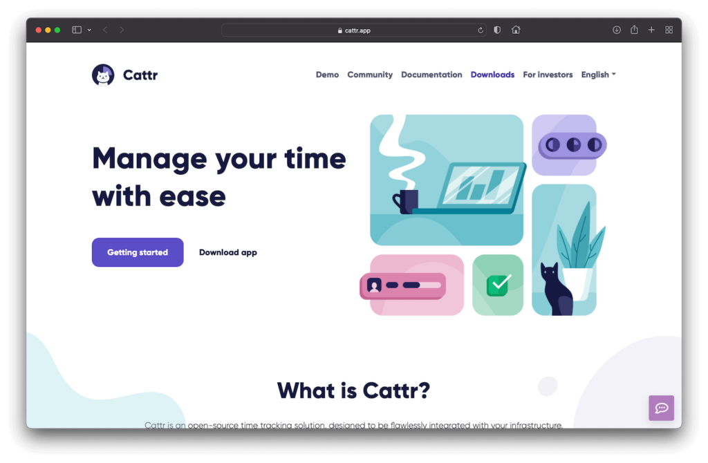 Cattr Free Open Source Time Tracking Software Website Screenshot