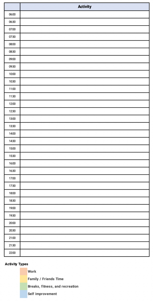 Daily Time Mapping Template Preview