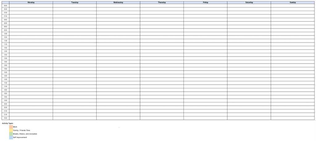 Weekly Time Mapping Template Preview