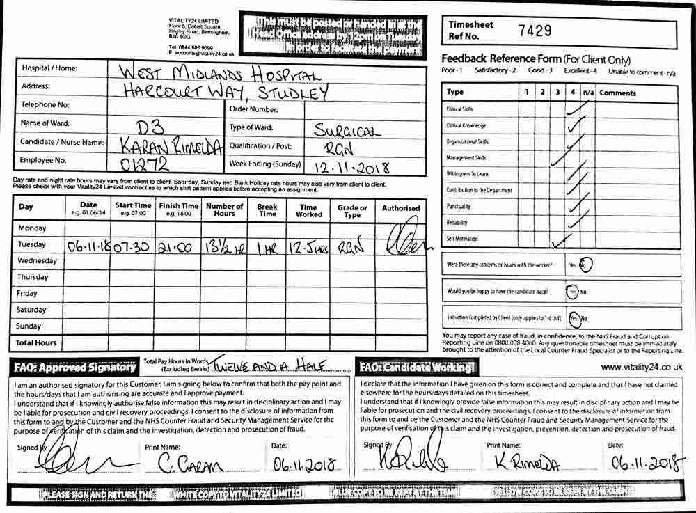 Accepted Paper Timesheet Example