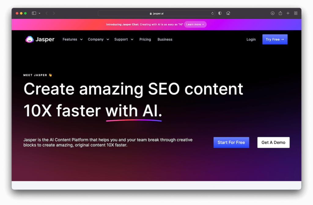 Jasper Website Screenshot