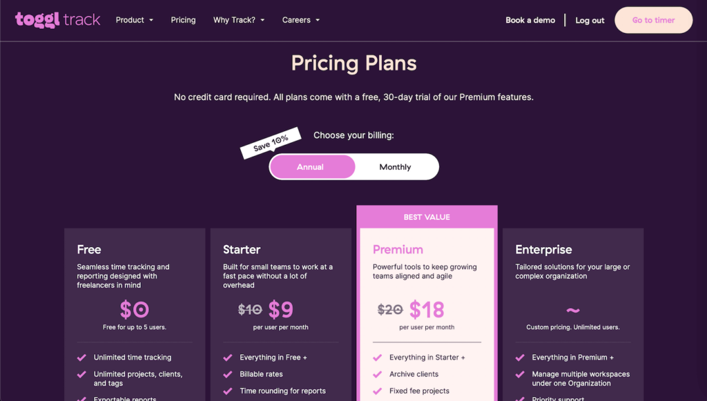 Toggl Pricing Plans