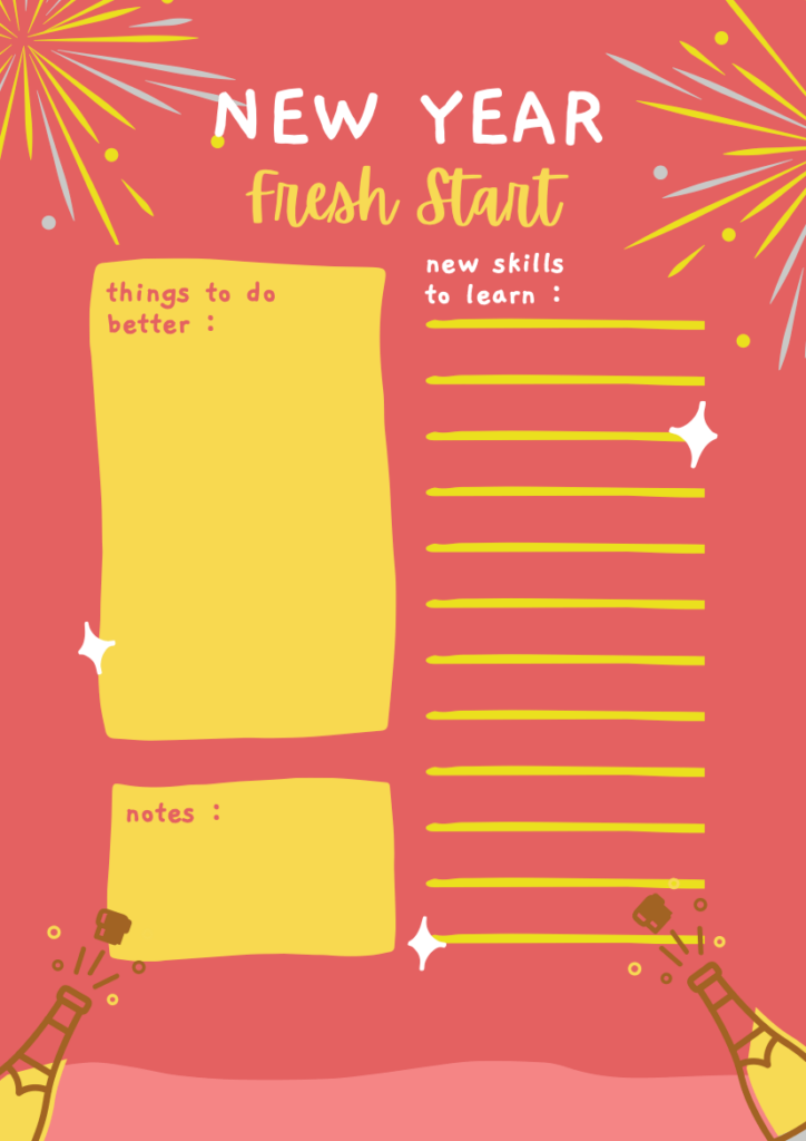New Year Fresh Start - New Year's Resolution Template