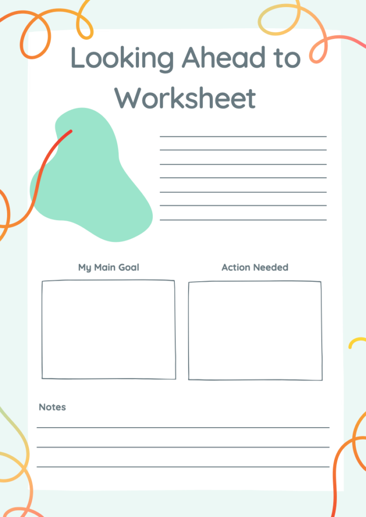 Looking Ahead to Worksheet - New Year's Resolution Template