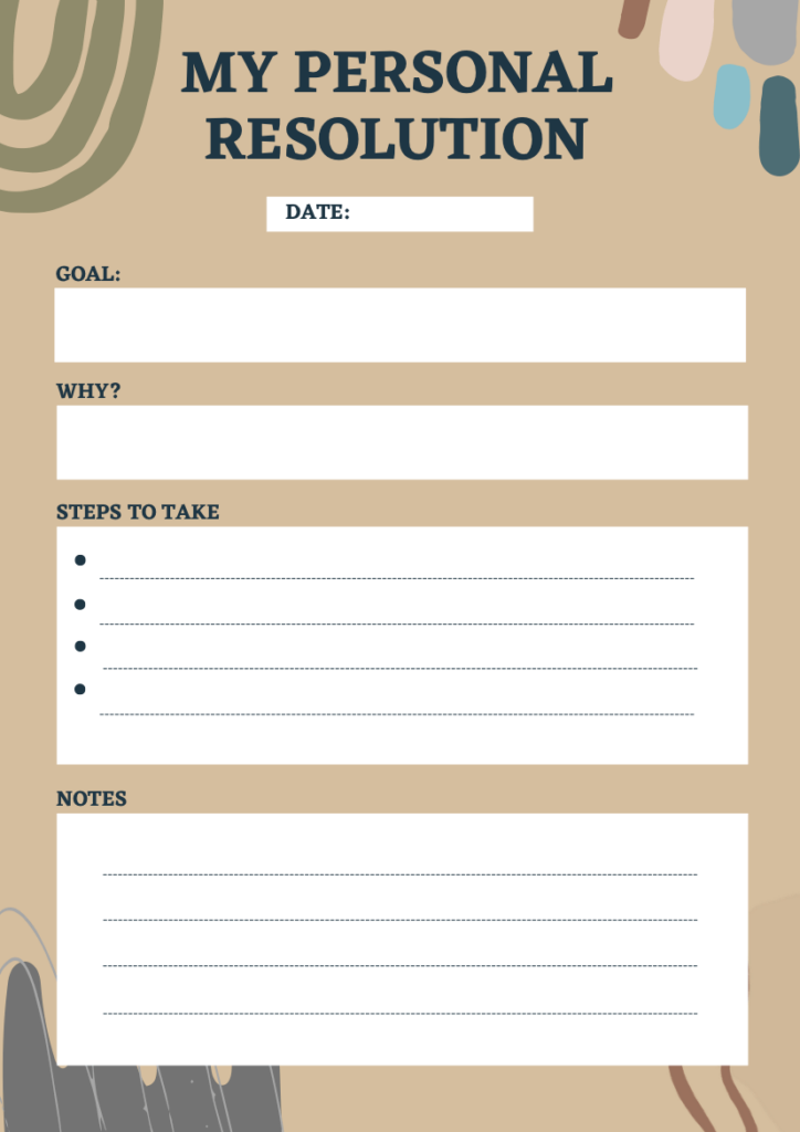 My Personal Resolution - New Year's Resolution Template