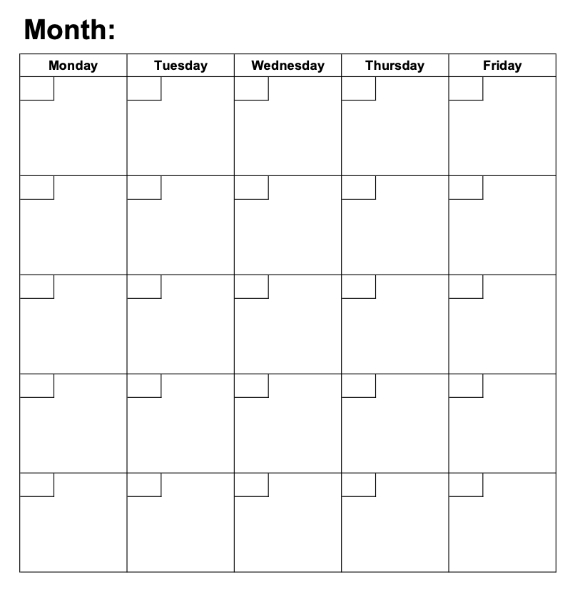 Work Days Monthly Time Blocking Planner Template Preview